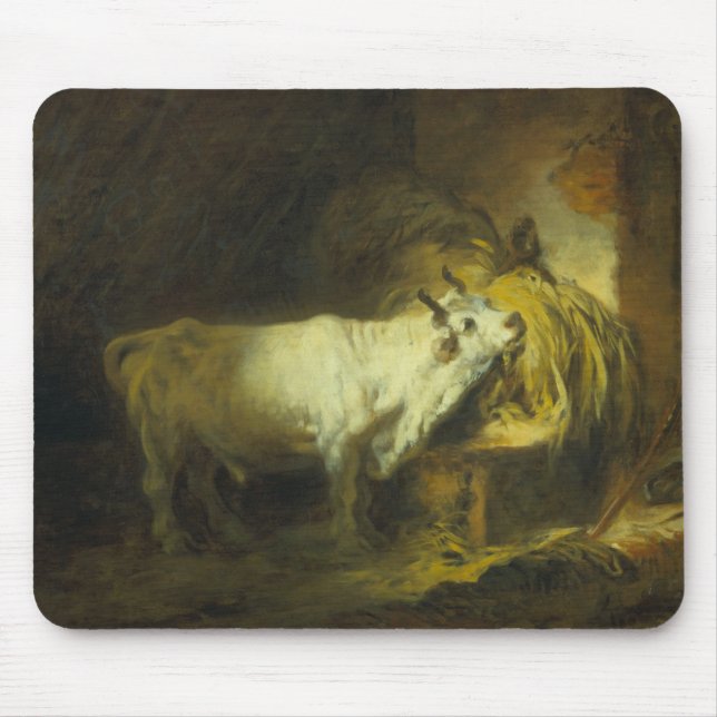 Mousepad A Bull branca no estável (óleo em canvas) (Frente)