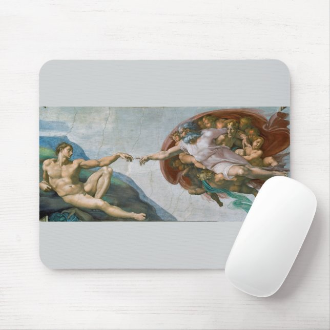Mousepad A Criação de Adão (c. 1511) | Michelangelo (Com mouse)