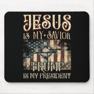 Mousepad A Cruz de Bandeira Americana De Jesus É O Meu Salá