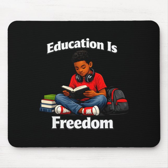 Mousepad A educação é liberdade lendo design história negra (Frente)