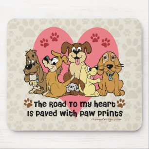 Mousepad A estrada a meus impressões da pata do cão do