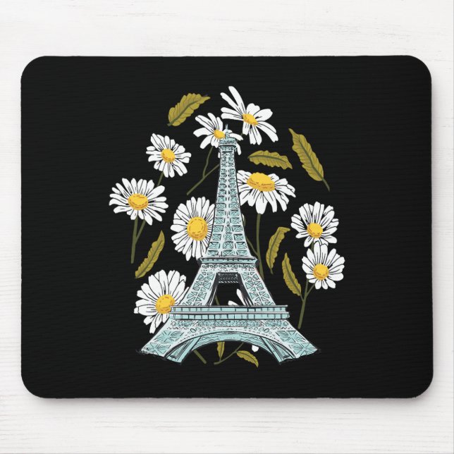 Mousepad A Flor De Outono Da Torre Eiffel Cai Em Paris. (Frente)