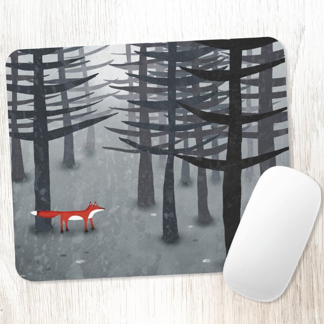 Mousepad A Fox e a Paisagem Florestal Ombré (Fox and forest painting  art mousemat)