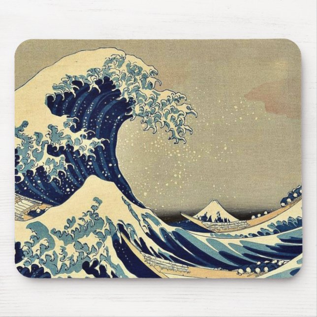 Mousepad A grande onda de Kanagawa por Katsushika, Hokusai (Frente)