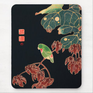 Mousepad A ilustração do Paroquet Colorful Bird Japonês