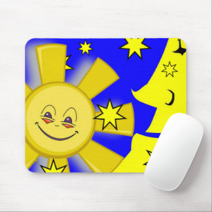 Mousepad A Lua Amarelo Sol Stars Blue Mouse Pad! Pad do mou