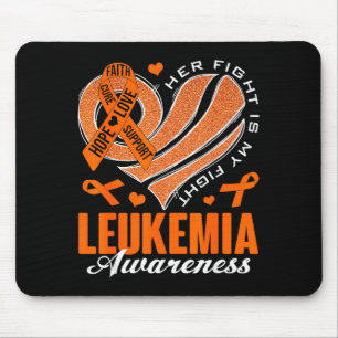 Mousepad A luta é luta contra a leucemia, coração laranja