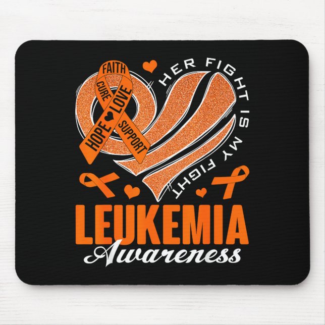Mousepad A luta é luta contra a leucemia, coração laranja (Frente)