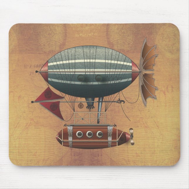 Mousepad A máquina de vôo de Steampunk do Aleutian do (Frente)