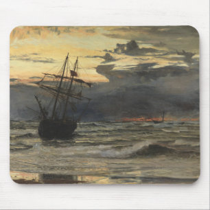 Mousepad A Mar-Praia após uma estadia da tempestade,