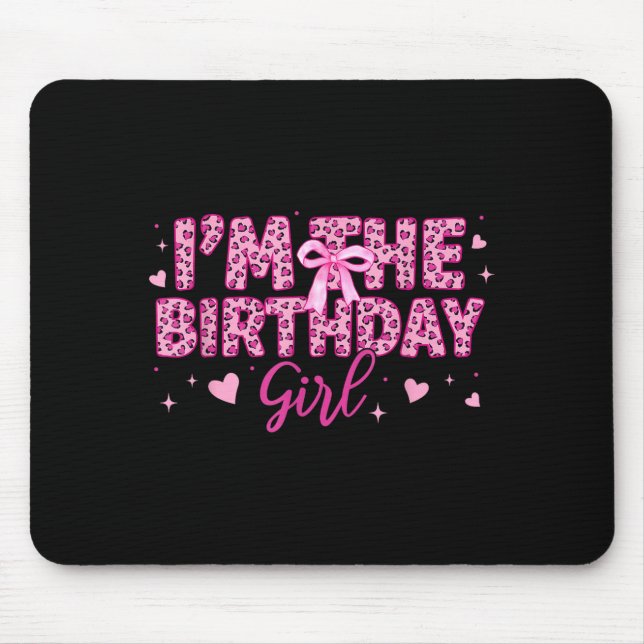 Mousepad A menina de aniversário leopardo rosa onça animal (Frente)