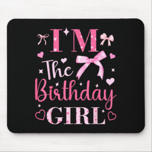 Mousepad A menina do aniversário laço rosa fofo família com