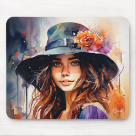 Mousepad A Mulher no Chapéu: Retrato da Graça Vibrante