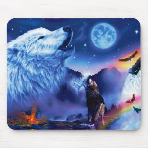 Mousepad A pack of wolves on a dark night