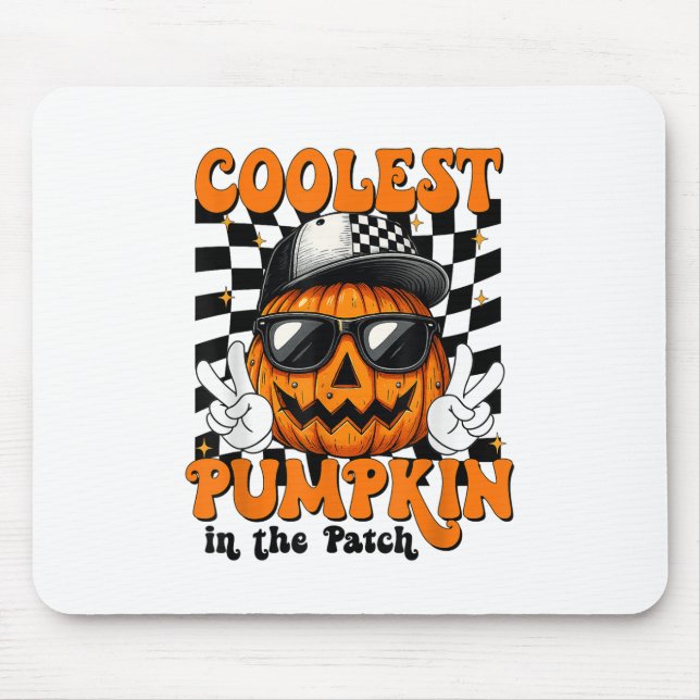 Mousepad A Pumpkin Mais Fria Do Garoto De Camisa De Hallowe (Frente)