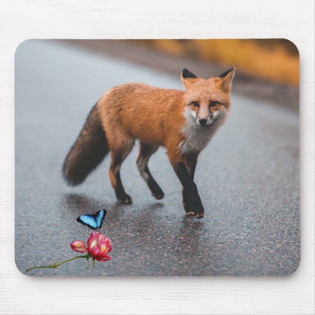 Mousepad A Raposa o Rosa e a Borboleta (Frente)
