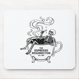 Mousepad A Ressurreição do Espresso Esqueleto Divertido Caf