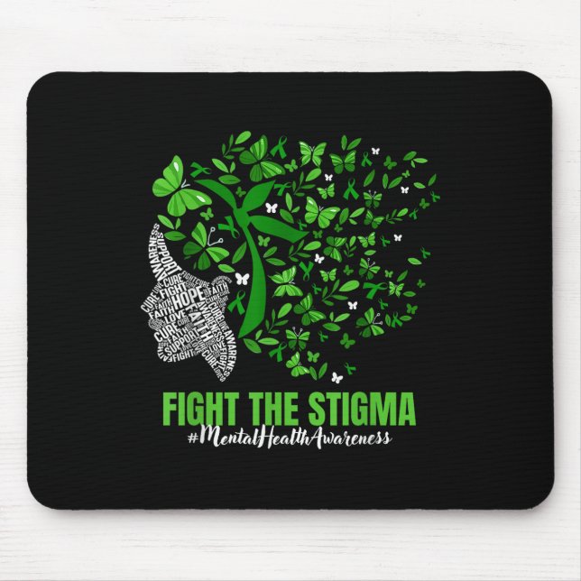 Mousepad A Saúde Mental Da Borboleta É A Sensibilização Par (Frente)