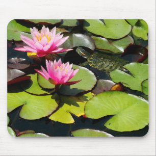 Mousepad A tartaruga Waterlily do slider floresce animais