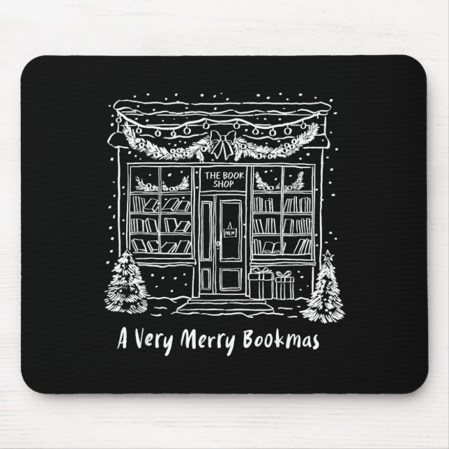 Mousepad A Very Merry Bookmas Cozy Christmas Bookstore Holi (Frente)