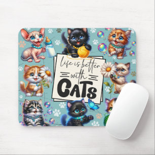 Mousepad A vida bonita é melhor com gatos
