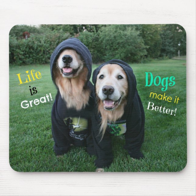 Mousepad A vida do golden retriever é grande (Frente)