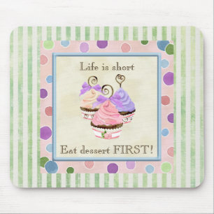 Mousepad A vida do trio do cupcake do coração é curta -