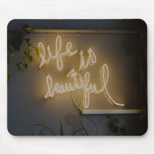Mousepad A vida é bela Luzes Neon