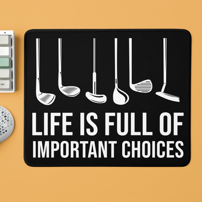 Mousepad A vida é Cheio de escolhas importantes Golfe Natal (Life is Full Of Important Choices Golf Christmas Mouse Pad)