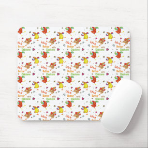 Mousepad A vida é melhor com a arte das aquarelas do frango