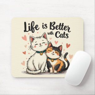 Mousepad A vida é melhor com a estética gata-gata