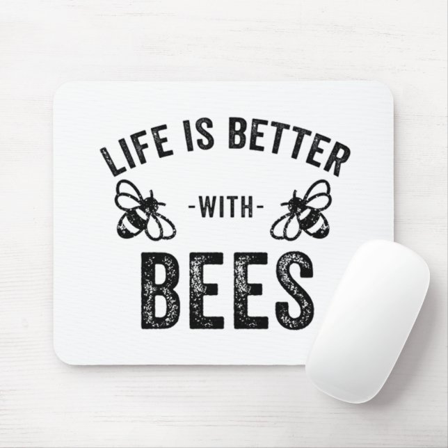 Mousepad A vida é melhor com abelhas melíferas frias Fã de  (Com mouse)