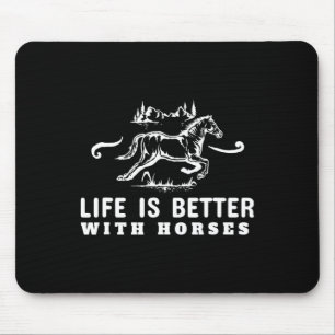Mousepad A Vida É Melhor Com Cavalos Coroados A Correr