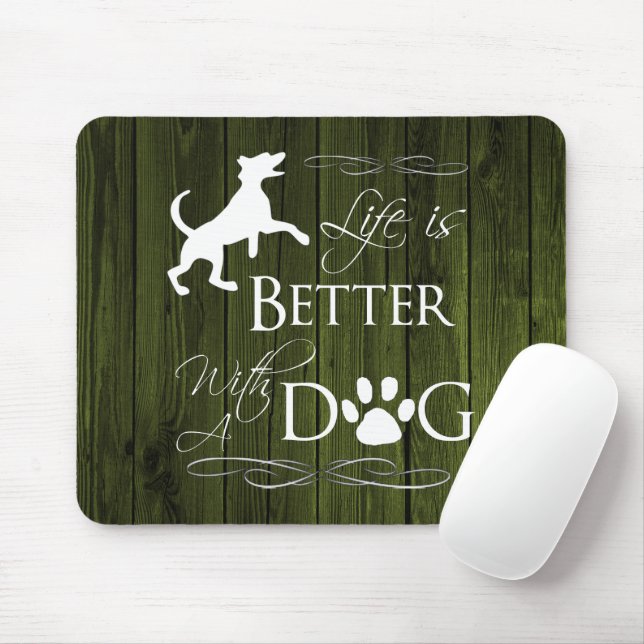 Mousepad A vida é melhor com um sapo de rato de cão - Verde (Com mouse)