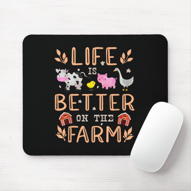 Mousepad A Vida É Melhor Na Fazenda Animais Fofos Fazendeir (Com mouse)