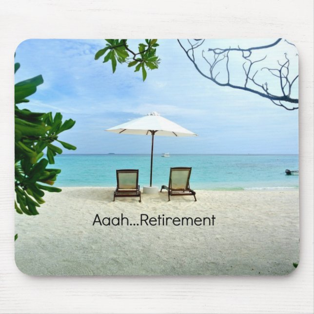 Mousepad Aaah.aposentadoria, relaxando na praia (Frente)