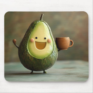 Mousepad Abacate Feliz Desfrutando uma Xícara de Chá