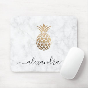 Mousepad Abacaxi branco-de-mármore branco-de-cobre, elegan