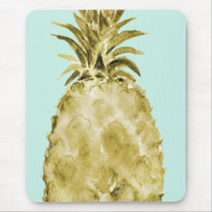 Mousepad Abacaxi da aguarela do ouro e da hortelã