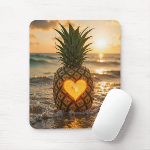 Mousepad Abacaxi de Praia Com um Coração Esculpido