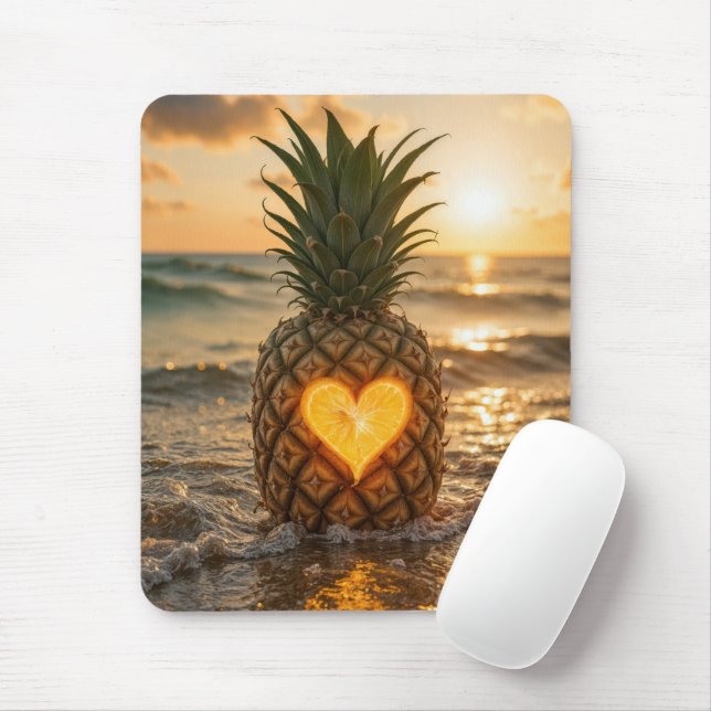 Mousepad Abacaxi de Praia Com um Coração Esculpido (Com mouse)