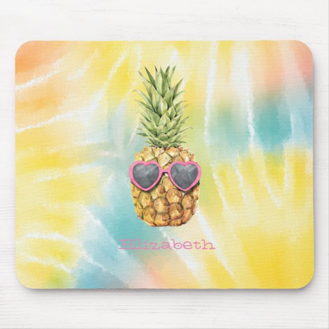 Mousepad Abacaxi Legal, Tinta Tie Dye Arco-íris Aquarela (Frente)