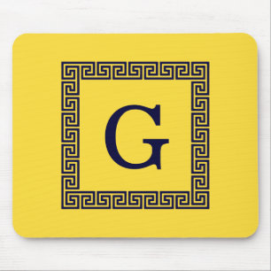 Mousepad Abacaxi, Marinho Chave Grego Azul nº 1 Monograma e