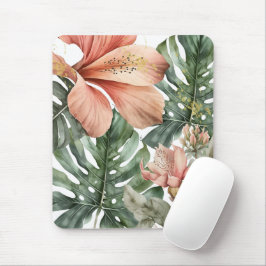 Mousepad Abaulações Florais de Selva de Água Pêssego Verde 
