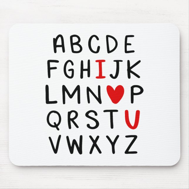 Mousepad Abc Alphabet Eu Te Amo Dias de os namorados De Pro (Frente)