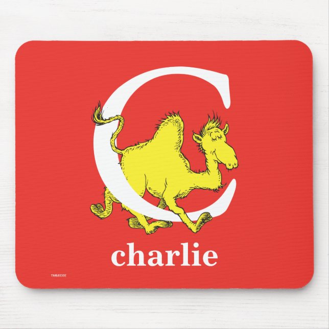Mousepad ABC do Dr. Seuss: Letra C - Branco | Adicione seu  (Frente)