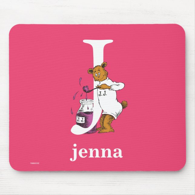 Mousepad ABC do Dr. Seuss: Letra J - Branco | Adicione seu  (Frente)
