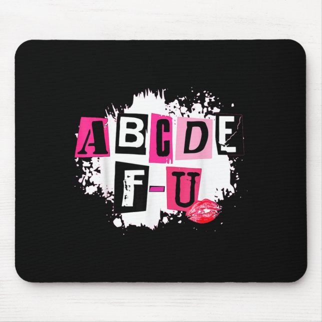 Mousepad Abcdefu Retro Funny Heart Valentine's Day  (Frente)