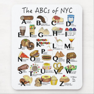Mousepad ABCs do alfabeto Nova Iorque Icônico NYC