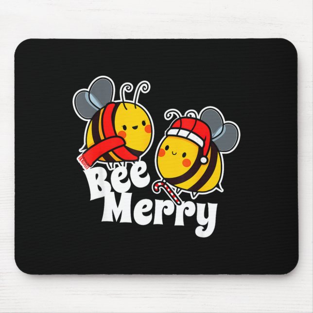 Mousepad Abeia Alegre _ Abelhas Mel Cute Papai Noel _ Natal (Frente)